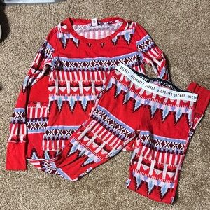 Victorias Secret Fireside THERMAL RED FAIRISLE Pajama Set Pajamas XS